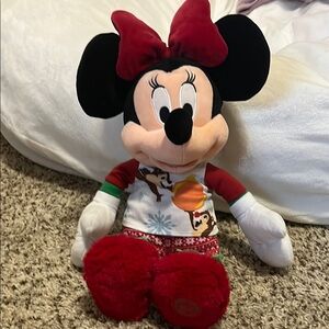 Disney Store Minnie Mouse Christmas Holiday Pajamas plush